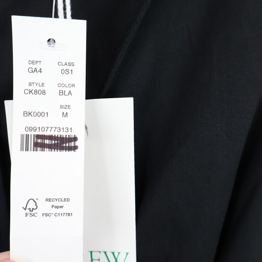 NWT J.Crew Plunge Smocked Waist 100% Cotton Poplin Midi Dress Black Size Medium - Picture 7 of 8